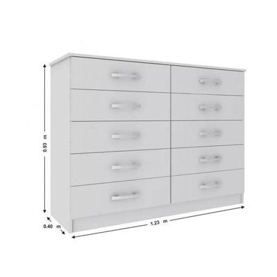 Cômoda Austin 10 Gavetas - Branco Branco