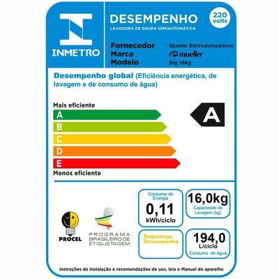 Lavadora Semiautomática Big Com Aquatec 16kg 220v Branco