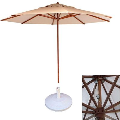 Conjunto Lótus Com Mesa 90cm Ripada 4 Poltronas Ombrelone 3,00m Com Base Marrom