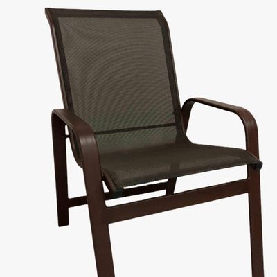 Conjunto Lótus Com Mesa 90cm Ripada 4 Poltronas Ombrelone 3,00m Com Base Marrom
