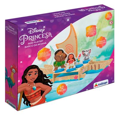 Mini Playset Barco da Moana Xalingo 12 Peças