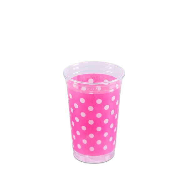 Copo Prafesta Mania 300ml Poá Rosa com 30 Unidades