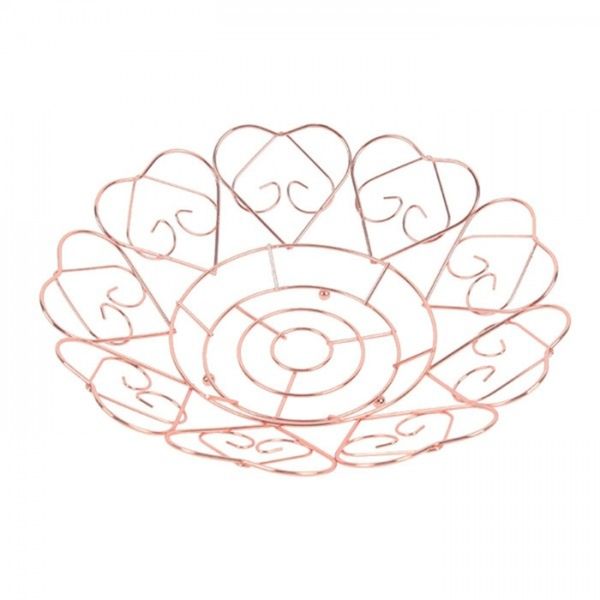 Fruteira Aramada com Corações Redonda Rosé Wellmix Ref.6558