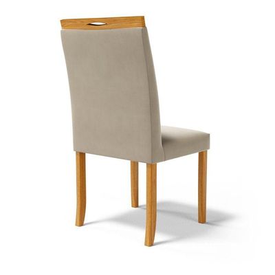 Kit Com 4 Cadeiras Ana Madeira Maciça Estofadas Para Mesa De Jantar Veludo Bege 102