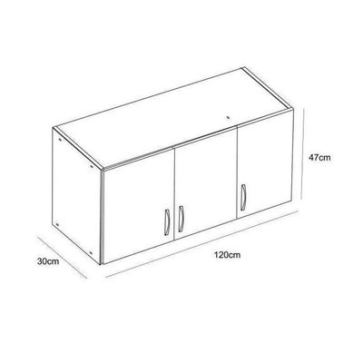 Armário Aéreo De Cozinha 3 Portas Carolina - Branco Branco