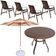 Conjunto Lótus Com Mesa 80cm Ripada + 4 Poltronas + Ombrelone 2,40m Com Base Marrom