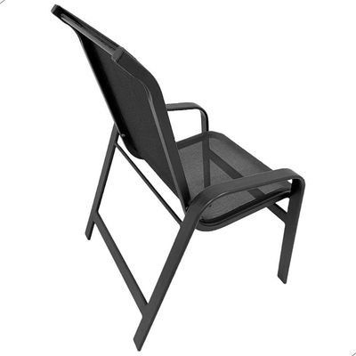 Cadeira De Alumínio Tela Sling Varias Cores Area Externa Preto