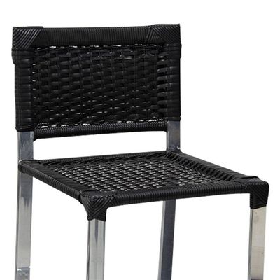 Banco Banqueta De Bar Balcão Bancada Cozinha Alumínio Junco Alumínio Polido Preto