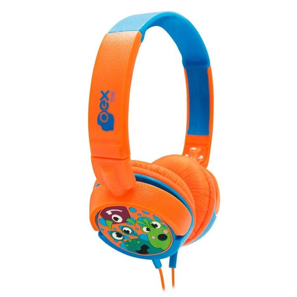 Fone De Ouvido Infantil Fones Giratorios Oex Kids Boo! Hp301 - 85Db Laranja/Azul