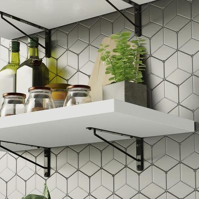 Kit 2 Prateleiras Suspensas Para Cozinha Madesa 60 Cm Com Mão Francesa - Branco Branco