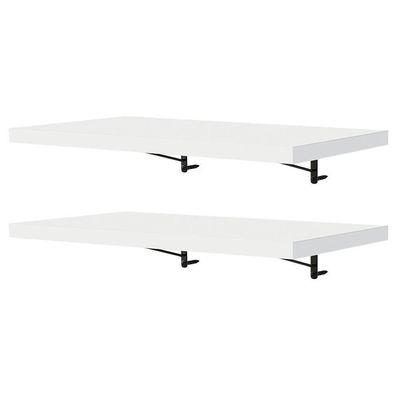 Kit 2 Prateleiras Suspensas Para Cozinha Madesa 60 Cm Com Mão Francesa - Branco Branco