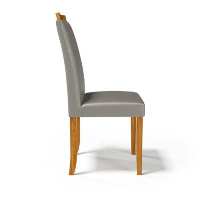 Kit Com 6 Cadeiras Maiara Madeira Maciça Estofadas Para Mesa De Jantar Veludo Chumbo 109