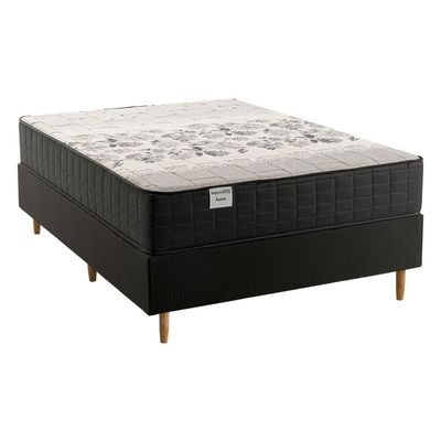 Conjunto Cama Box Casal Áustria de Molas 138x188cm CBCOL-088 Kappesberg Preto / Cinza