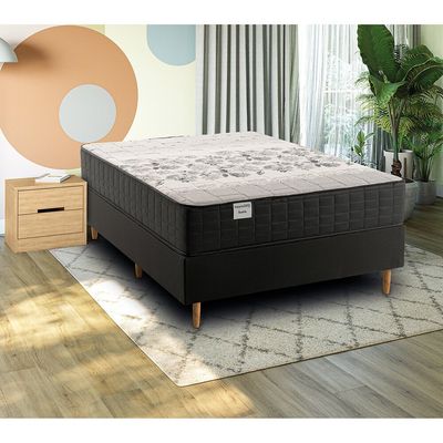 Conjunto Cama Box Casal Áustria de Molas 138x188cm CBCOL-088 Kappesberg Preto / Cinza