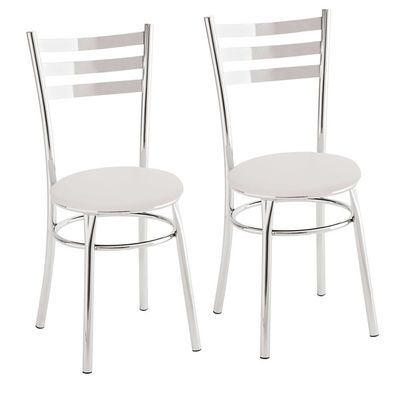Kit com 2 Cadeiras Unimóvel - CA4 Cromado/Branco