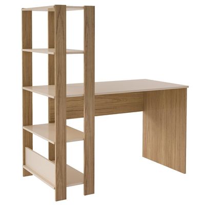 Mesa para Computador Match com 3 Prateleiras Artely Offwhite/Carval