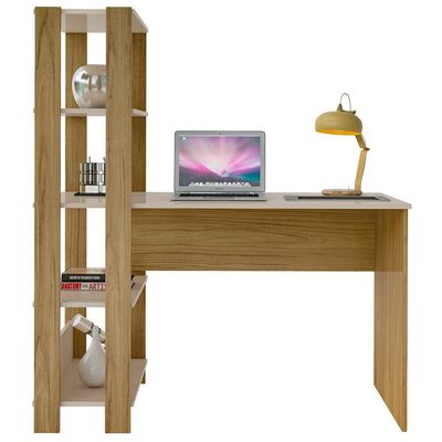 Mesa para Computador Match com 3 Prateleiras Artely Offwhite/Carval