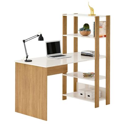 Mesa para Computador Match com 3 Prateleiras Artely Offwhite/Carval