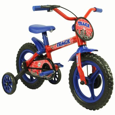 Bicicleta Arco-Íris Aro 12 Rodinhas Laterais Track Bikes Azul/Vermelho