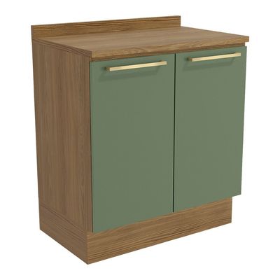 Balcão Multiuso com Tampo 80cm Botanic 2 Portas Kappesberg Nogueira/Verde