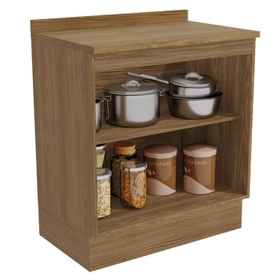 Balcão Multiuso com Tampo 80cm Botanic 2 Portas Kappesberg Nogueira/Verde