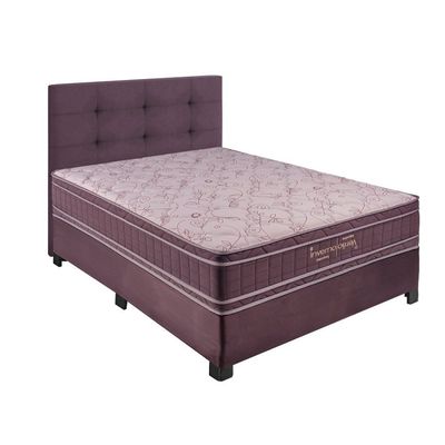 Conjunto Cama Box Casal de Molas Kappesberg Inverno e Verão - 138x188 Beringela