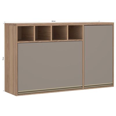 Armário Aéreo 2 Portas 120 cm Nicho Garrafeiro Luciane Yara 1311 Vanilla/Graff