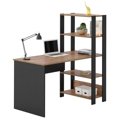 Mesa para Computador Match com 3 Prateleiras Artely Pinho/Preto