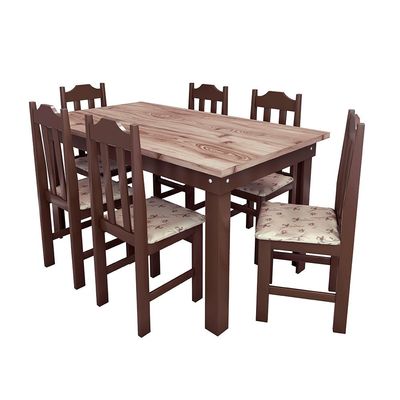 Conjunto Mesa com 6 Cadeiras Pop Talismã Hrebos Tabaco/Bege