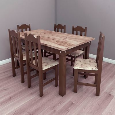 Conjunto Mesa com 6 Cadeiras Pop Talismã Hrebos Tabaco/Bege