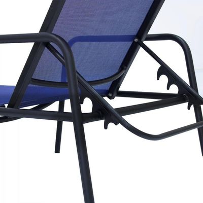 Espreguiçadeira Modelo Sling Em Tela E Alumínio Preto/azul