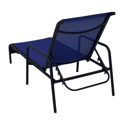 Espreguiçadeira Modelo Sling Em Tela E Alumínio Preto/azul