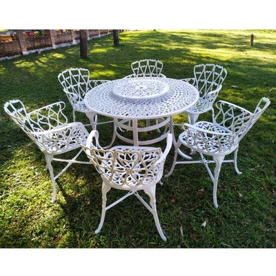 Conjunto De Jardim Modelo Viena Mesa Giratória E 6 Cadeiras