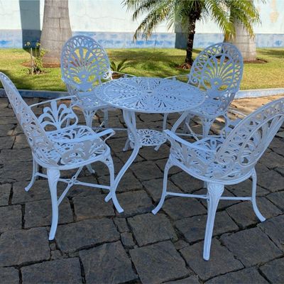 Conjunto De Jardim Modelo Palmeirão Mesa E 4 Cadeiras