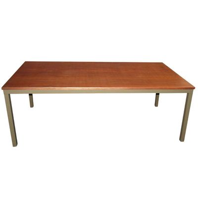 Conjunto Com Mesa Retangular Tampo De Madeira 6 Cadeiras Horizonte Marrom
