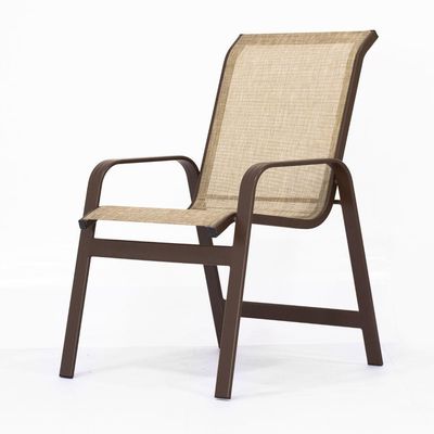 Cadeira De Alumínio Tela Sling Varias Cores Area Externa Marrom Capuccino
