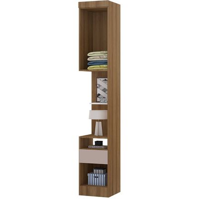 Módulo Mesa de Cabeceira Alta 38cm com 1 Porta e 1 Gaveta Eucamóveis Paris - 324 Avela/Cinammon