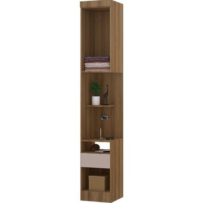 Módulo Mesa de Cabeceira Alta 38cm com 1 Porta e 1 Gaveta Eucamóveis Paris - 324 Avela/Cinammon