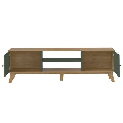 Rack Charlotte MDF com Pés 2 Portas Artely Carvalho/Menta