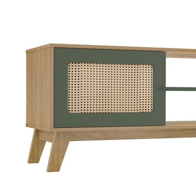 Rack Charlotte MDF com Pés 2 Portas Artely Carvalho/Menta