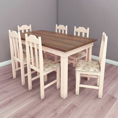 Conjunto Mesa com 6 Cadeiras Pop Talismã Hrebos Meipo/Bege