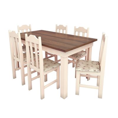 Conjunto Mesa com 6 Cadeiras Pop Talismã Hrebos Meipo/Bege