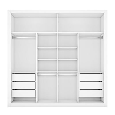 Guarda Roupa Sevilha 2 Portas de Correr Casal 6 Gavetas MDF Mademarcs Brauna/Offwhite