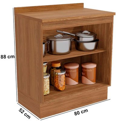 Balcão Multiuso com Tampo 80cm Botanic 2 Portas Kappesberg Nogueira/Fendi