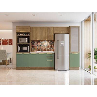 Paneleiro Kappesberg Botanic 50cm com Tela 2 Portas M626 Nogueira/Verde