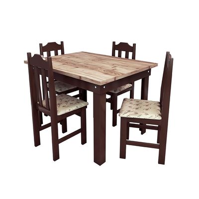 Conjunto Mesa com 4 cadeiras Pop Talismã Hrebos Tabaco/Bege