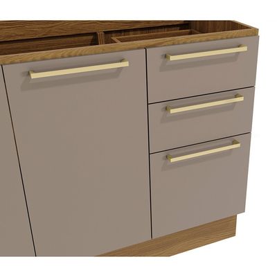 Balcão para Pia 120cm Botanic M624 com 2 Portas e 3 Gavetas Kappesberg Nogueira/Fendi