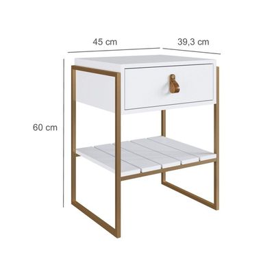 Mesa Cabeceira James Com Gaveta 45cm Branco