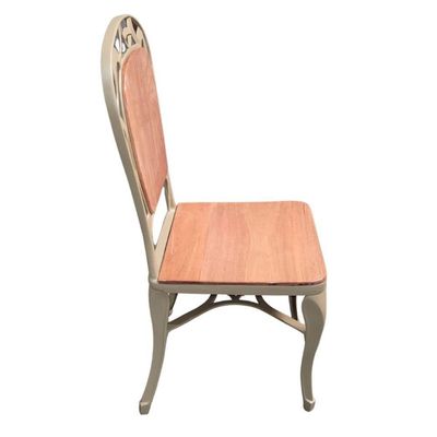 Cadeira Para Mesa De Jantar Em Alumínio Fundido E Madeira Modelo Aracruz Bege