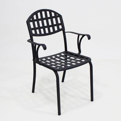 Cadeira Para Mesa De Jantar E área Externa Em Alumínio Modelo Verão Preto